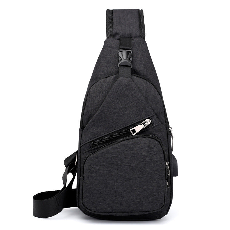 Bolso bandolera para hombre, de lona, USB, para deportes, tipo bandolera, de viaje, para el pecho